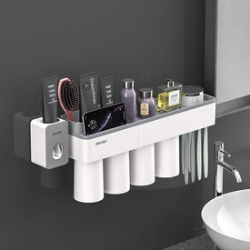 Wall Mounted Holder With Automatic Toothpaste Squeezer