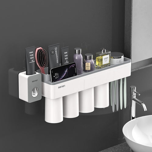 Wall Mounted Holder With Automatic Toothpaste Squeezer