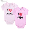 I Love Papa Mama Design Cotton Rompers