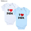 I Love Papa Mama Design Cotton Rompers