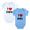 I Love Papa Mama Design Cotton Rompers