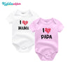 I Love Papa Mama Design Cotton Rompers