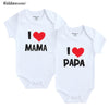 I Love Papa Mama Design Cotton Rompers
