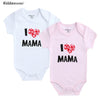 I Love Papa Mama Design Cotton Rompers