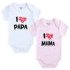 I Love Papa Mama Design Cotton Rompers