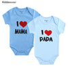 I Love Papa Mama Design Cotton Rompers