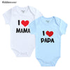 I Love Papa Mama Design Cotton Rompers