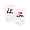 I Love Papa Mama Design Cotton Rompers