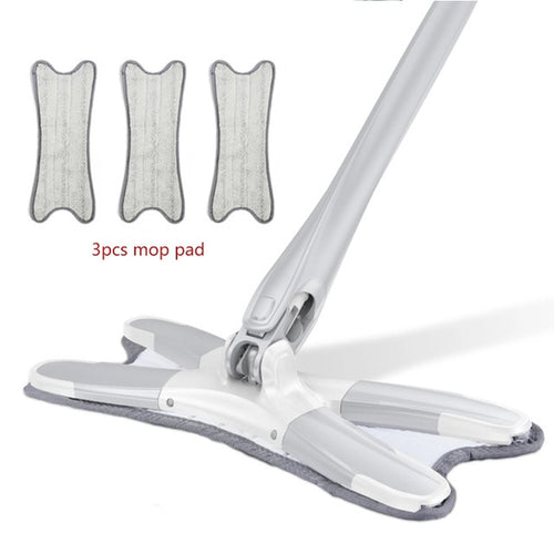 X-Type Floor Mop With Reusable Microfiber Pads