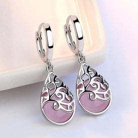 Opal Stone Flower 925 Sterling Silver Ladies Stud Earrings