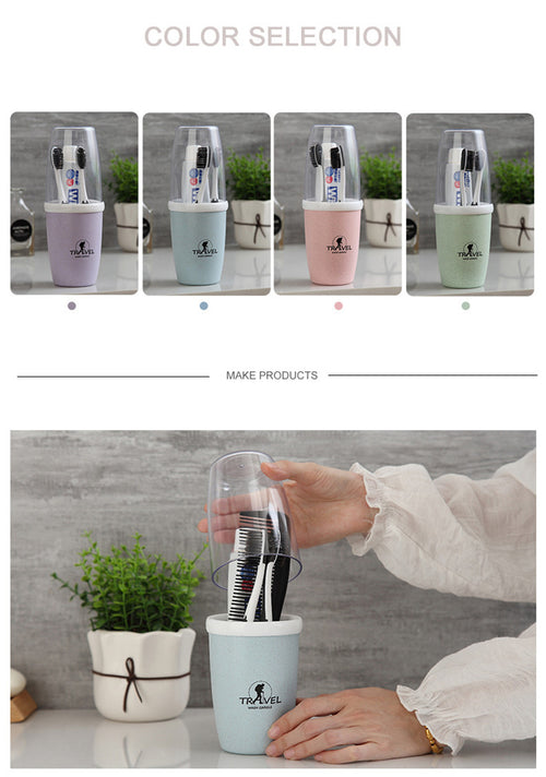 ONEUP Travel Wash Cup Wheat Straw Toothpaste Toothbrush Storage Box