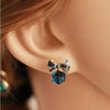 Gold Color Bowknot Cube Crystal Earring Square bow Earrings