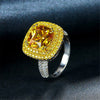 OneRain Luxury 100% 925 Sterling Silver Citrine Diamonds Wedding Engagement Ring