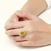 OneRain Luxury 100% 925 Sterling Silver Citrine Diamonds Wedding Engagement Ring