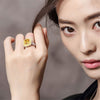 OneRain Luxury 100% 925 Sterling Silver Citrine Diamonds Wedding Engagement Ring