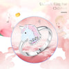 ELESHE 100% 925 Sterling Silver Finger Ring Pink Enamel Cute Unicorn Kids Ring