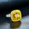 OneRain Luxury 100% 925 Sterling Silver Citrine Diamonds Wedding Engagement Ring