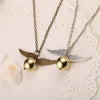 Golden Snitch Necklace Quidditch Fly Ball Antique Bronze Silver Color Wing Pendant
