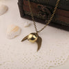 Golden Snitch Necklace Quidditch Fly Ball Antique Bronze Silver Color Wing Pendant