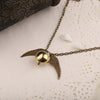 Golden Snitch Necklace Quidditch Fly Ball Antique Bronze Silver Color Wing Pendant