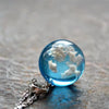 Chic Transparent Resin Rould Ball Moon Pendant Necklace