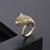 Fashion personality leopard head design gold zircon wedding ring