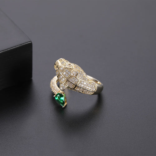 Fashion personality leopard head design gold zircon wedding ring