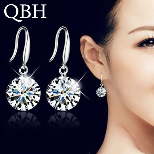 Hot Selling Lady Elegant Fashion Noble Zircon Crystal Dangle Drop Earrings
