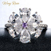 Wong Rain Trendy 100% 925 Sterling Silver White Topaz Gemstone Wedding Engagement Rings