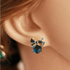 Gold Color Bowknot Cube Crystal Earring Square bow Earrings
