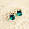 Gold Color Bowknot Cube Crystal Earring Square bow Earrings