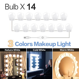 USB LED 12V Makeup Lamp Wall Light Beauty 2 6 10 14 Bulbs Kit For Dressing Table