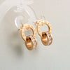 Hight Quality Titanium Steel Double Wound Roman Numerals Crystal Stud Earrings