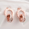Hight Quality Titanium Steel Double Wound Roman Numerals Crystal Stud Earrings