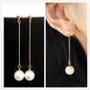 Long Tassel Simulated Pearl Drop Earrings