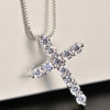 Lucky Female Cross Crystal Pendants silver colour Chain Necklaces