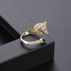 Fashion personality leopard head design gold zircon wedding ring