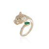 Fashion personality leopard head design gold zircon wedding ring