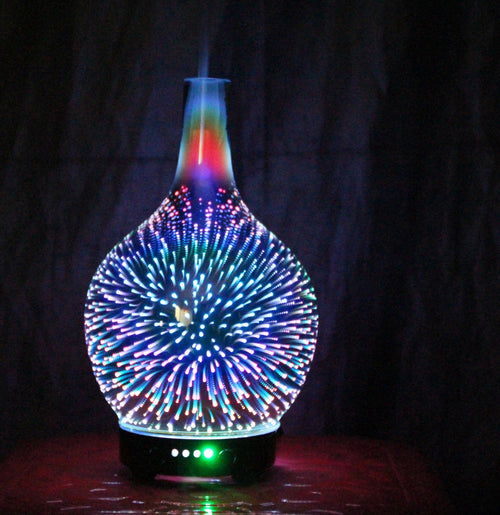 7 Color Light 3D Glass Vase Aromatherapy Essential Oil Aroma Diffuser