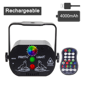60 patterns Mini USB Charge DJ Disco Light Strobe Party Stage Lighting Effect Voice Control Laser Projector Lamp for Dance Floor