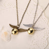 Golden Snitch Necklace Quidditch Fly Ball Antique Bronze Silver Color Wing Pendant