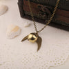 Golden Snitch Necklace Quidditch Fly Ball Antique Bronze Silver Color Wing Pendant