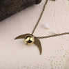 Golden Snitch Necklace Quidditch Fly Ball Antique Bronze Silver Color Wing Pendant