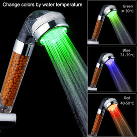 Color Changing LED Anion Spa Shower Head
