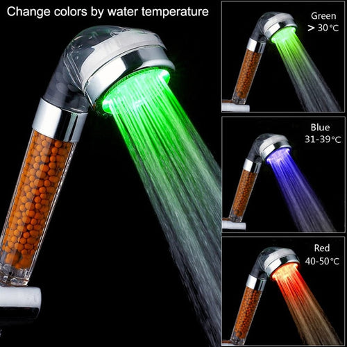 Color Changing LED Anion Spa Shower Head