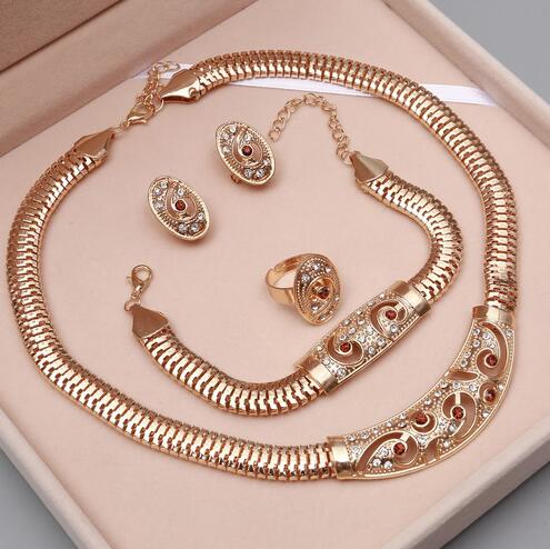 Dubai Gold Jewelry Sets Nigerian Wedding African Beads Crystal