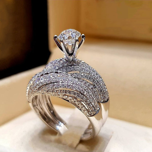 Trendy Crystal Ring Set Wedding Rings