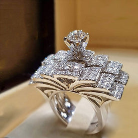 Trendy Crystal Ring Set Wedding Rings
