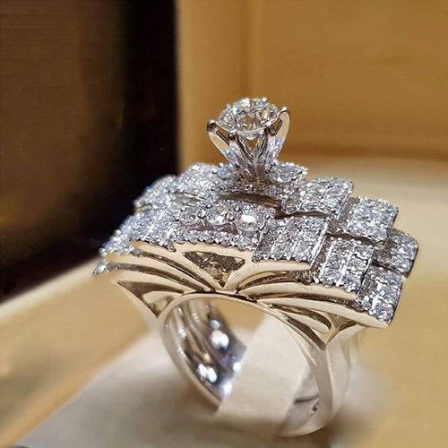 Trendy Crystal Ring Set Wedding Rings