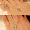 Lucky Female Cross Crystal Pendants silver colour Chain Necklaces